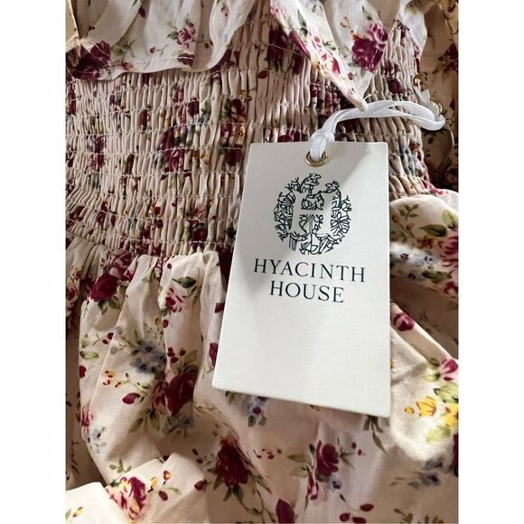 Hyacinth House Women's Cream & Red Floral Squareneck Smocked Blouse Size XS NWT - Picture 7 of 7